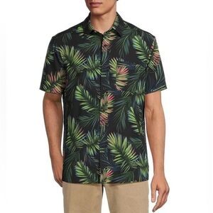 NWT! ROWM Floral Beachy Resort Upf Vacation Button Down Short Sleeve Sz L